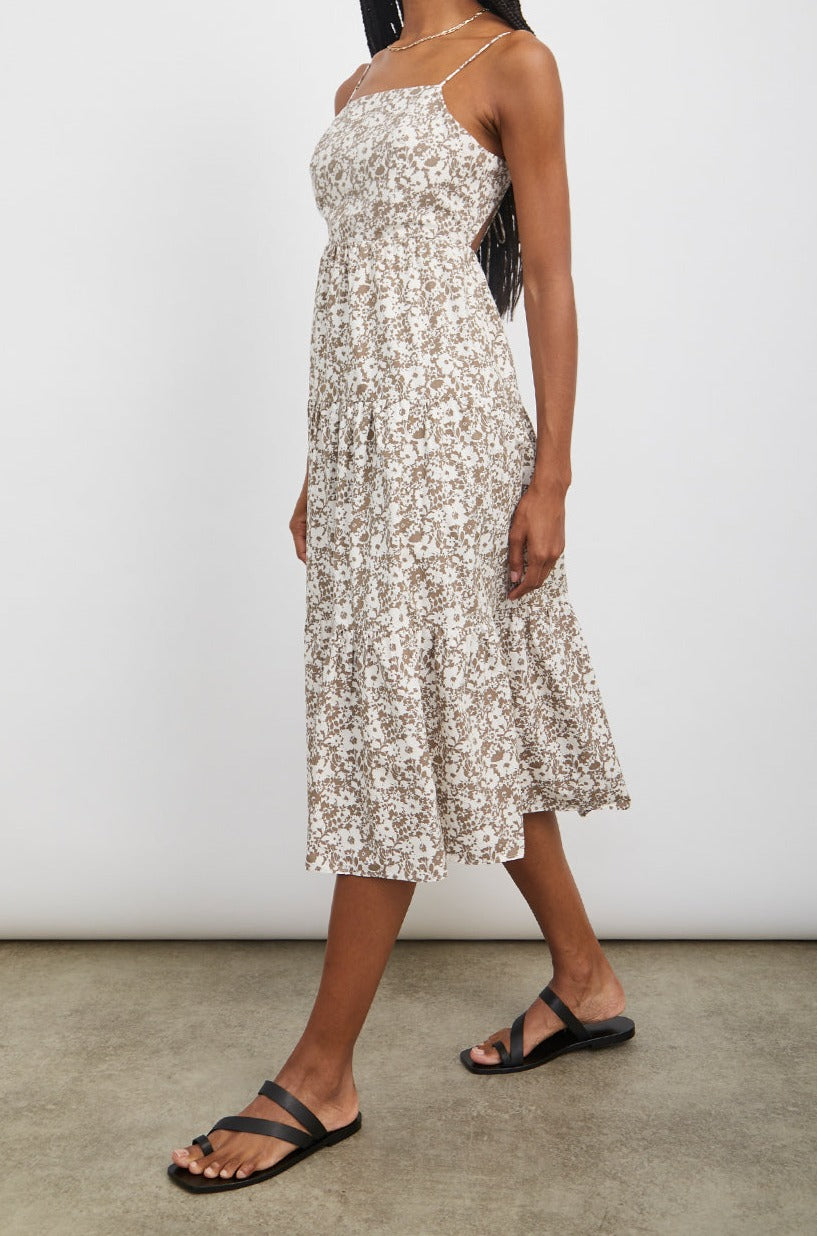 LENI CAFE FLORAL DRESS- FULL SIDE ANGLE