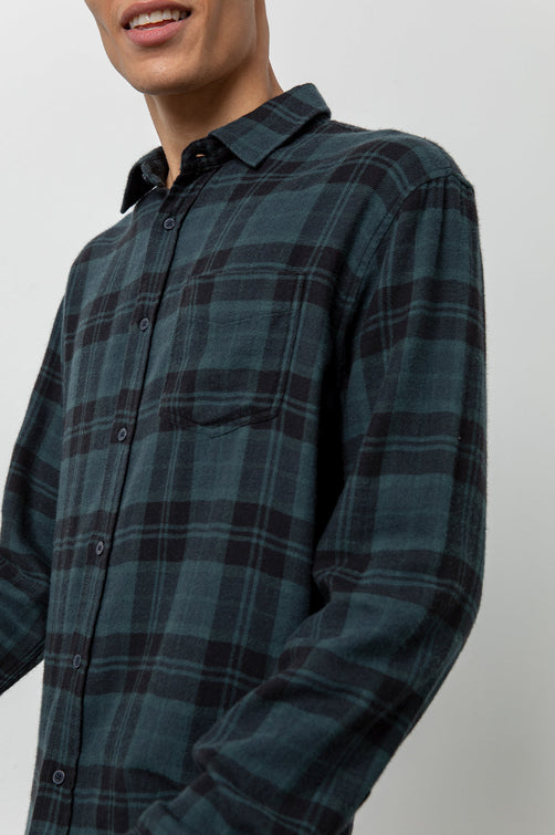 Lennox Emerald/Onyx Long Sleeve Buttondown Shirt - side angle