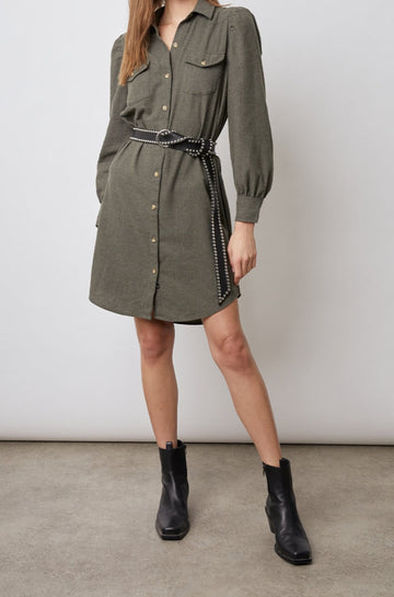 LEONA HUNTER GREEN DRESS- FRONT FULL BODY