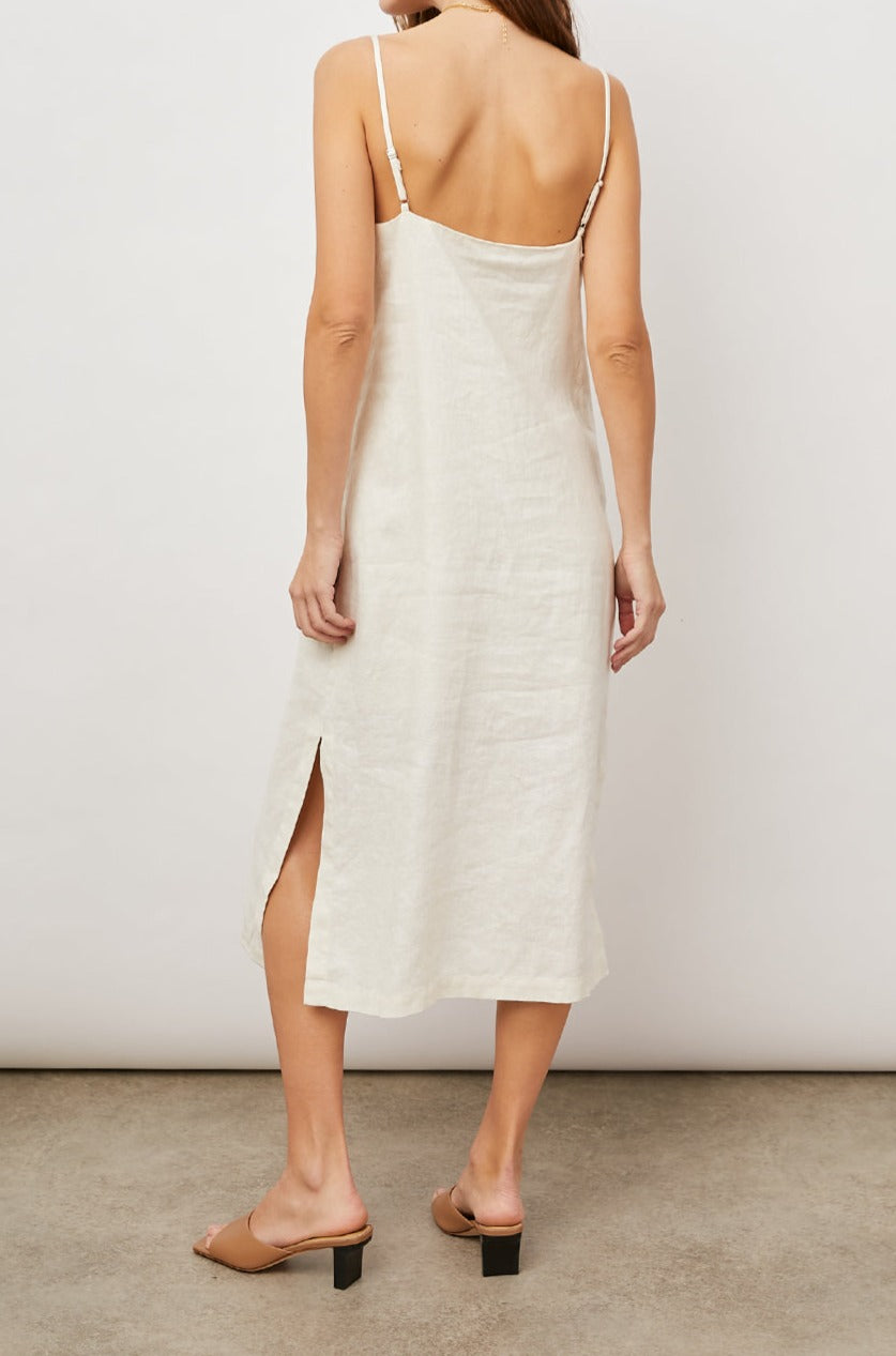 LIZZIE BISQUE BUTTON DOWN STRAPLESS DRESS-BACK