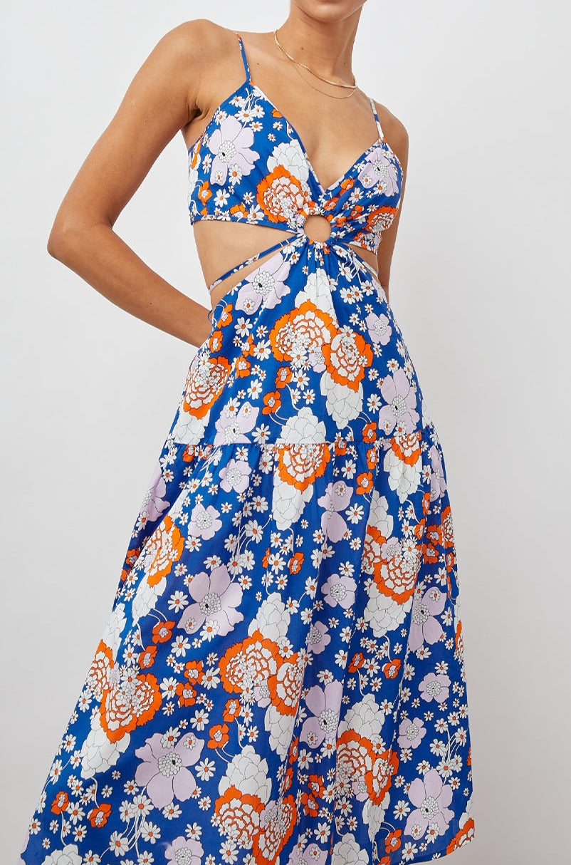 LOURDES COBALT FLORAL DRESS- FRONT
