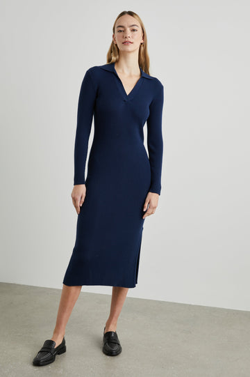LUCIANA DRESS NAVY - FULL FRONT BODY
