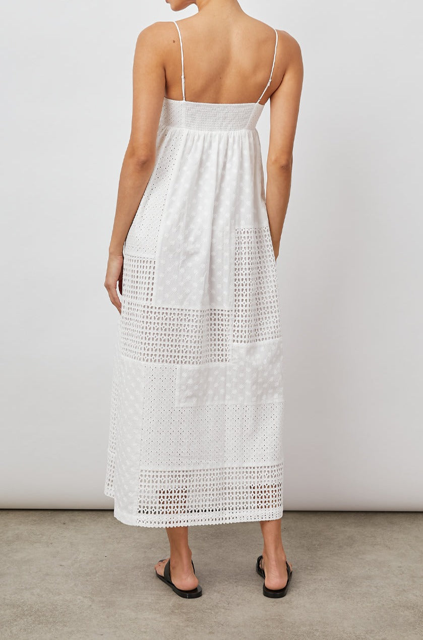 LUCILLE WHITE EYELET MIX DRESS-BACK