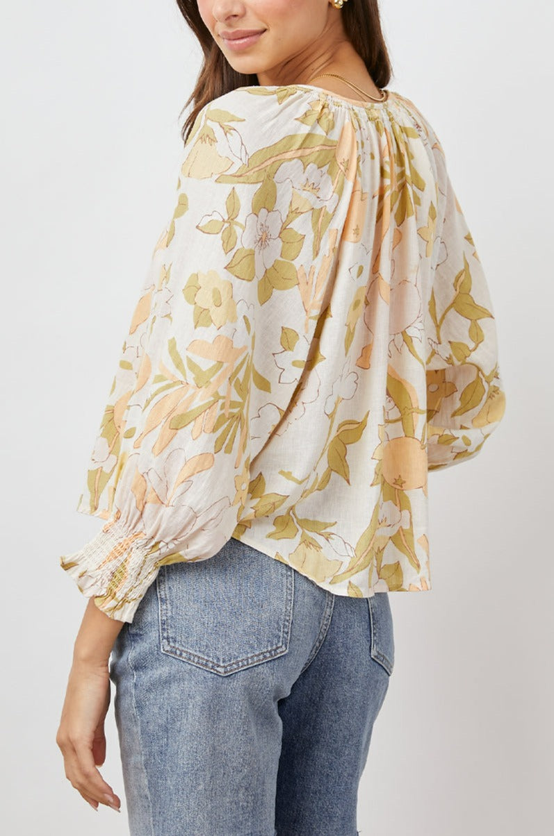 MARIAH CITRUS FLORAL SHORT SLEEVE BLOUSE-BACK