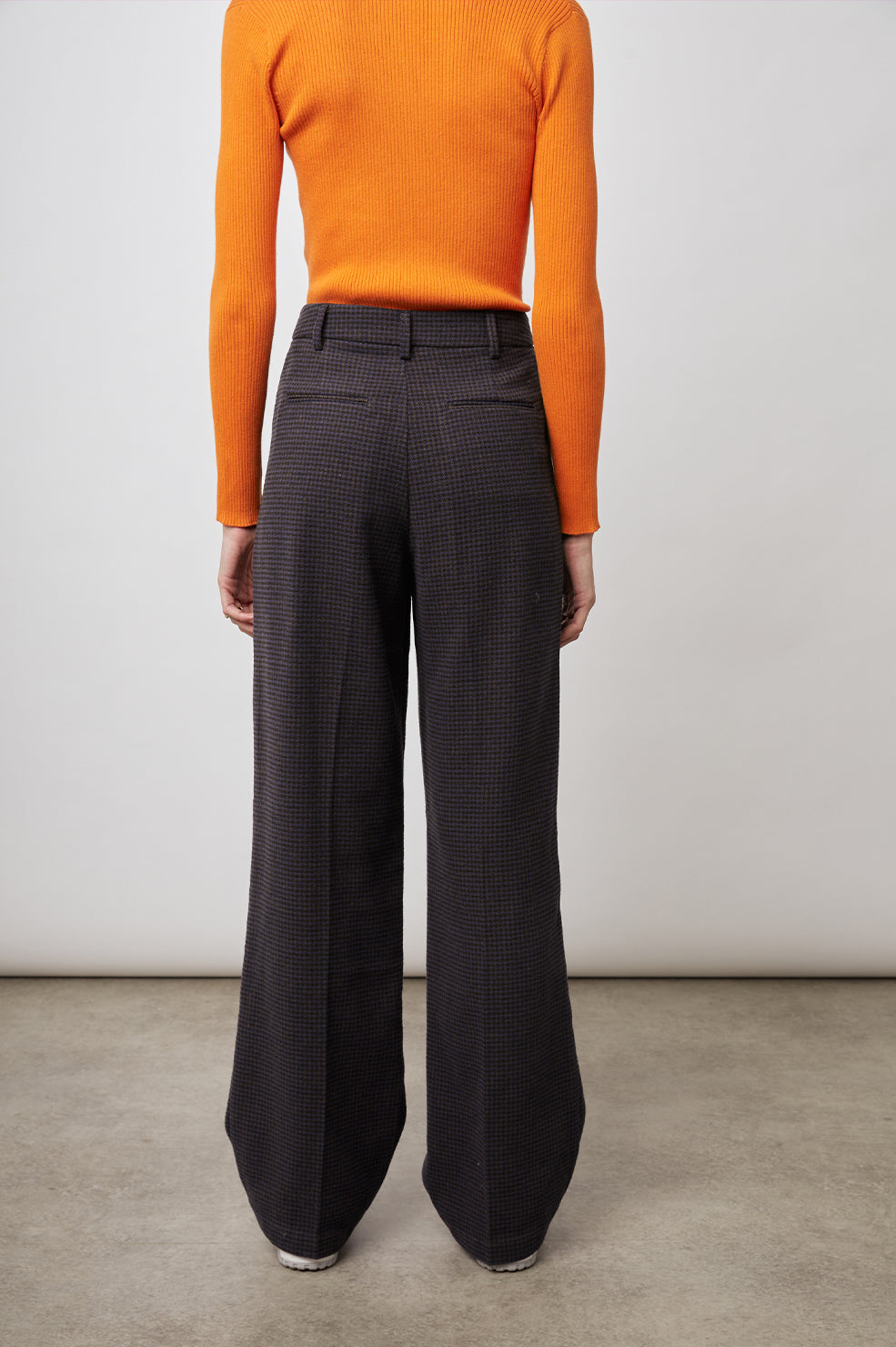 MARNIE MIDNIGHT BROWN MINI CHECK PANT- BACK