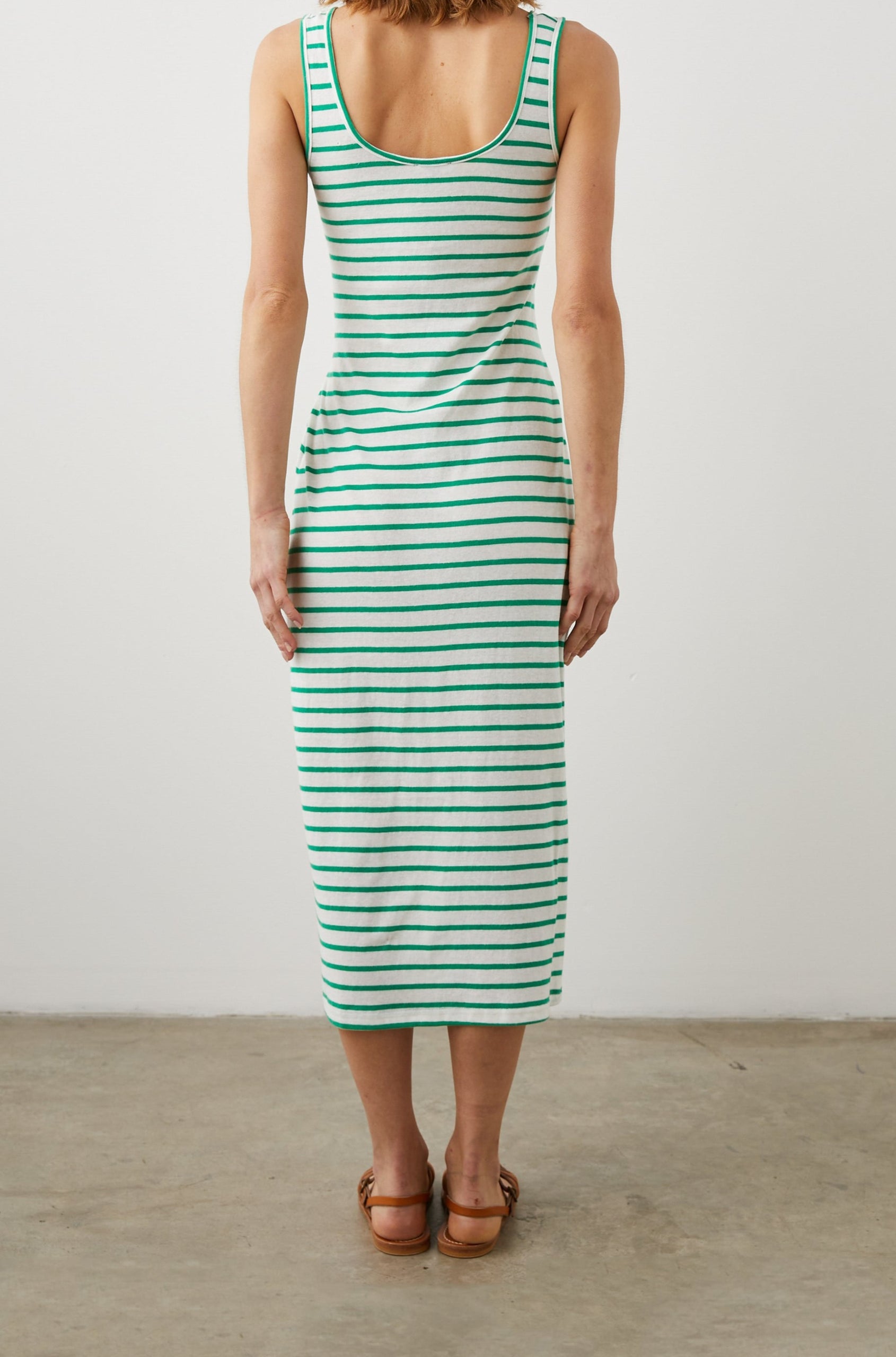 MEG DRESS SAILOR STRIPE GREEN - BACK