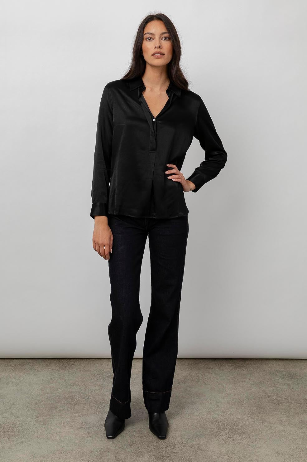 Nissa Black Blouse - front full-body