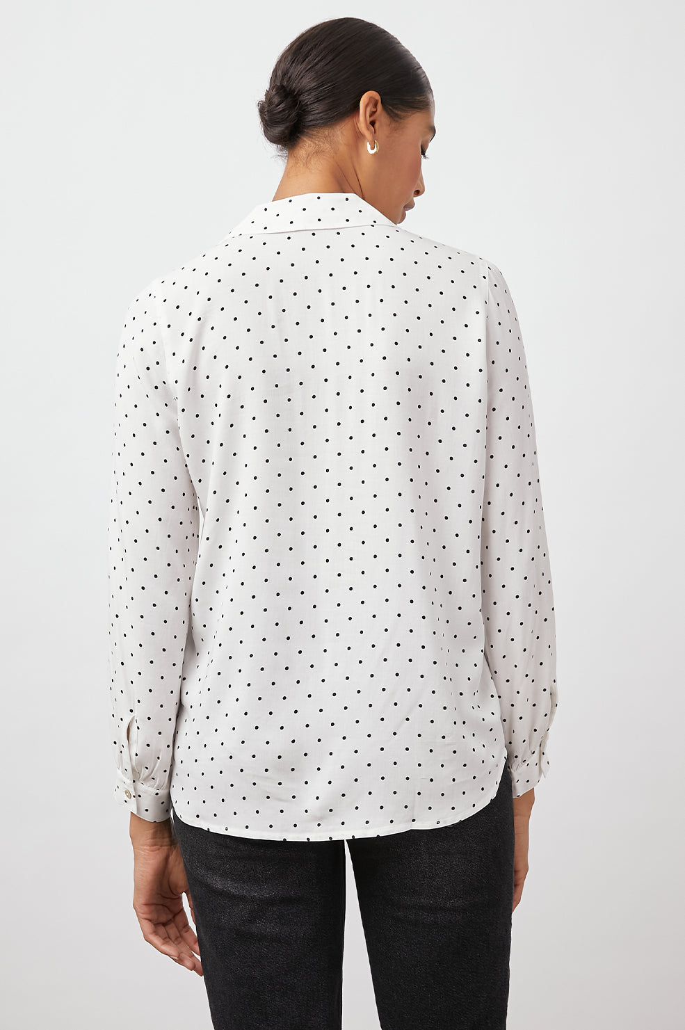 Noemi White Ebony Dots Blouse- back