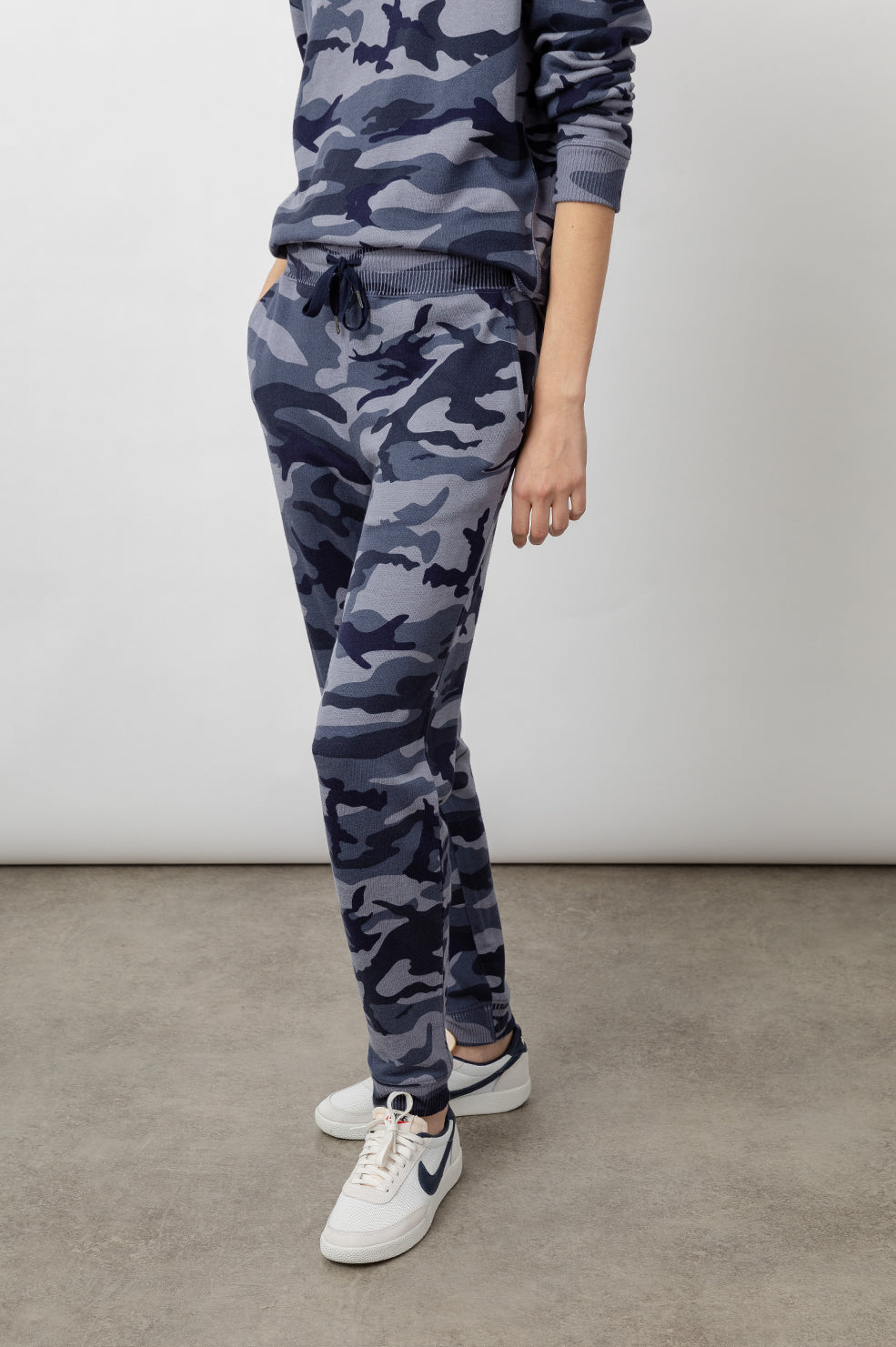 Oakland Blue Indigo Camo Sweat Pant - front in motion