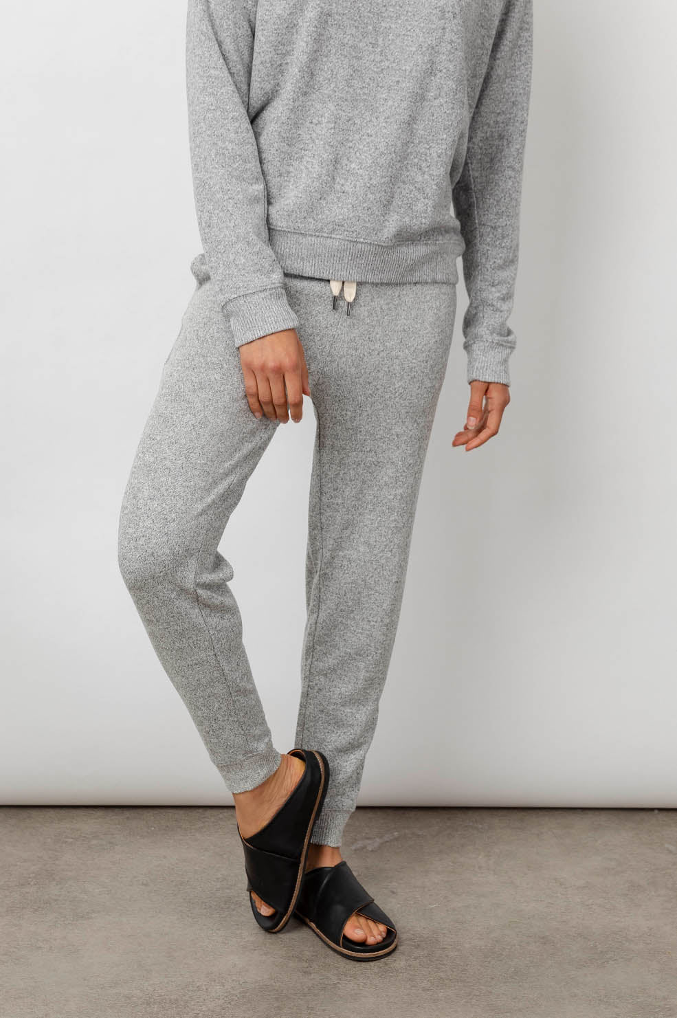 Oakland Melange Grey Drawstring Sweatpant- front in motion