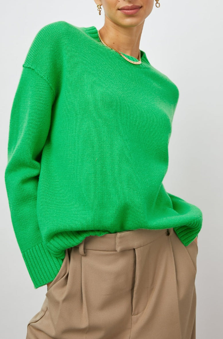 OLIVIA KELLY GREEN SWEATER- FRONT