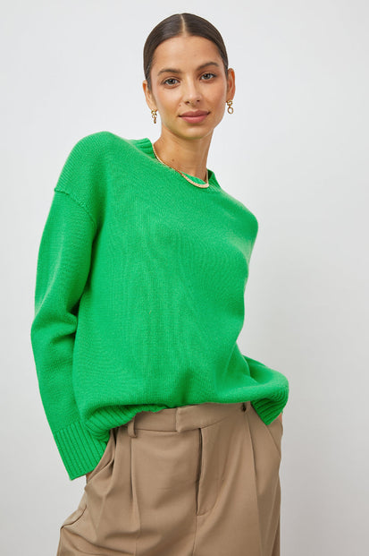 OLIVIA KELLY GREEN SWEATER- FRONT