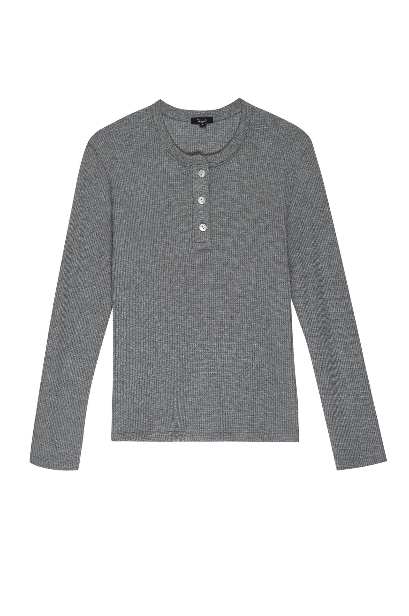 Perry Heather Grey Long Sleeve Henley - flat