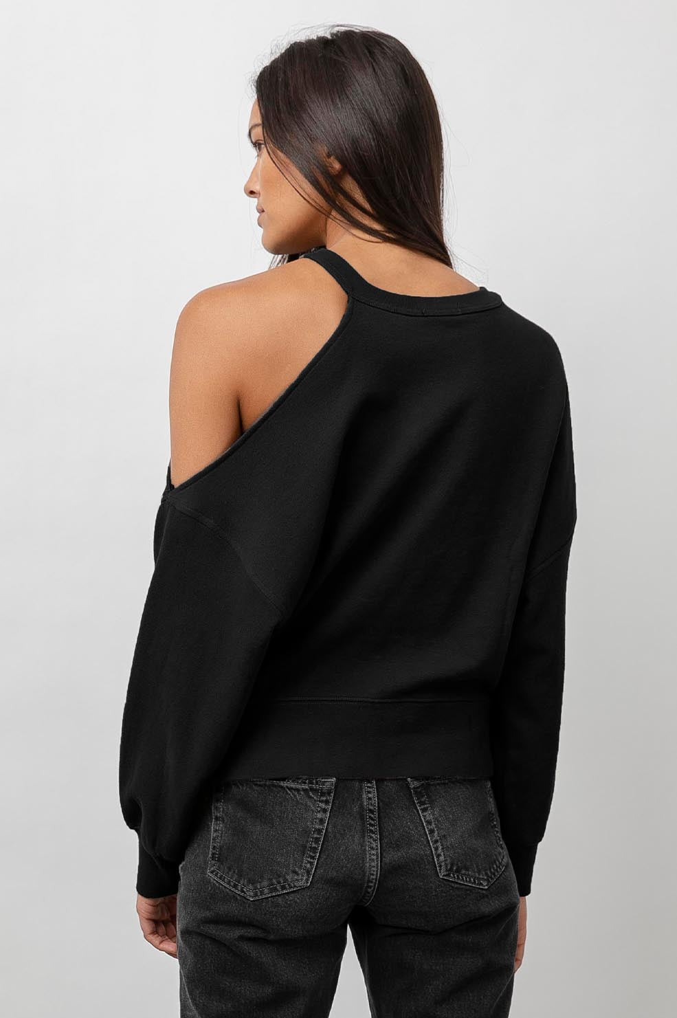 Quincy Black Long Sleeve Cut Out Sweatshirt - back