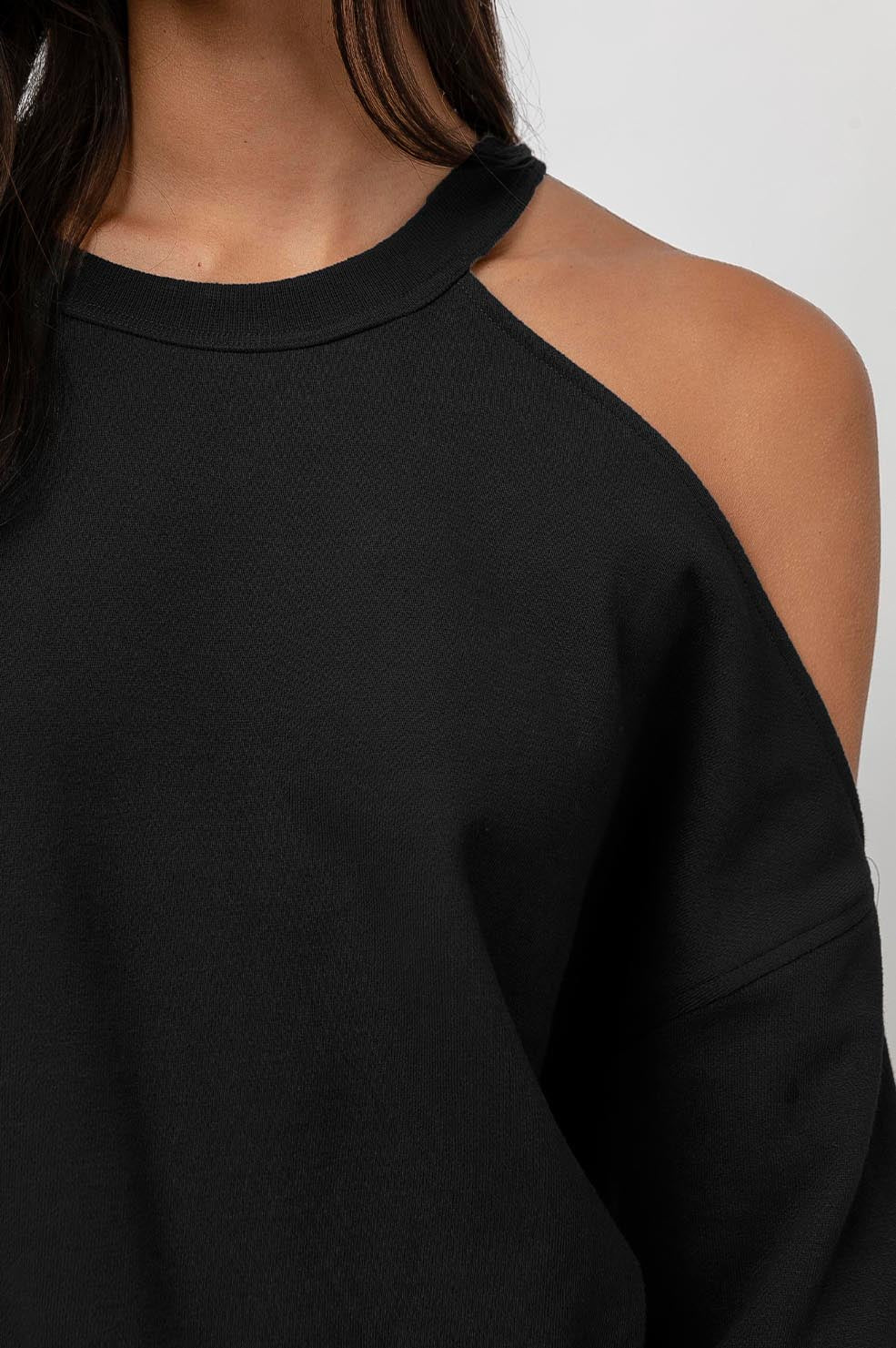 Quincy Black Long Sleeve Cut Out Sweatshirt - detail