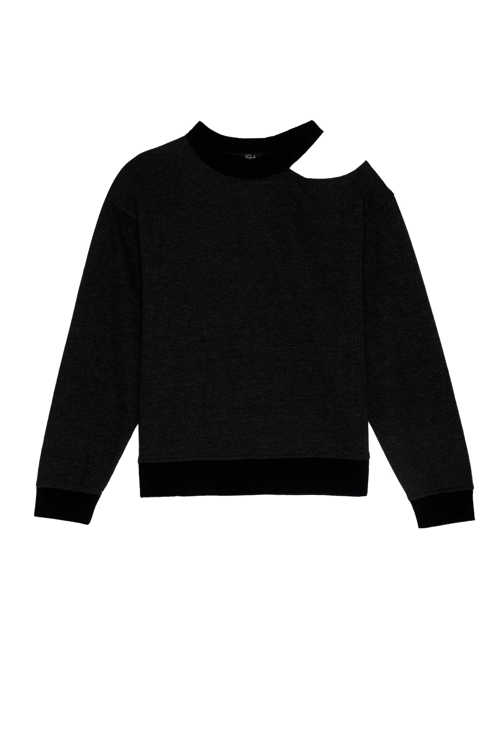 Quincy Black Long Sleeve Cut Out Sweatshirt - flat