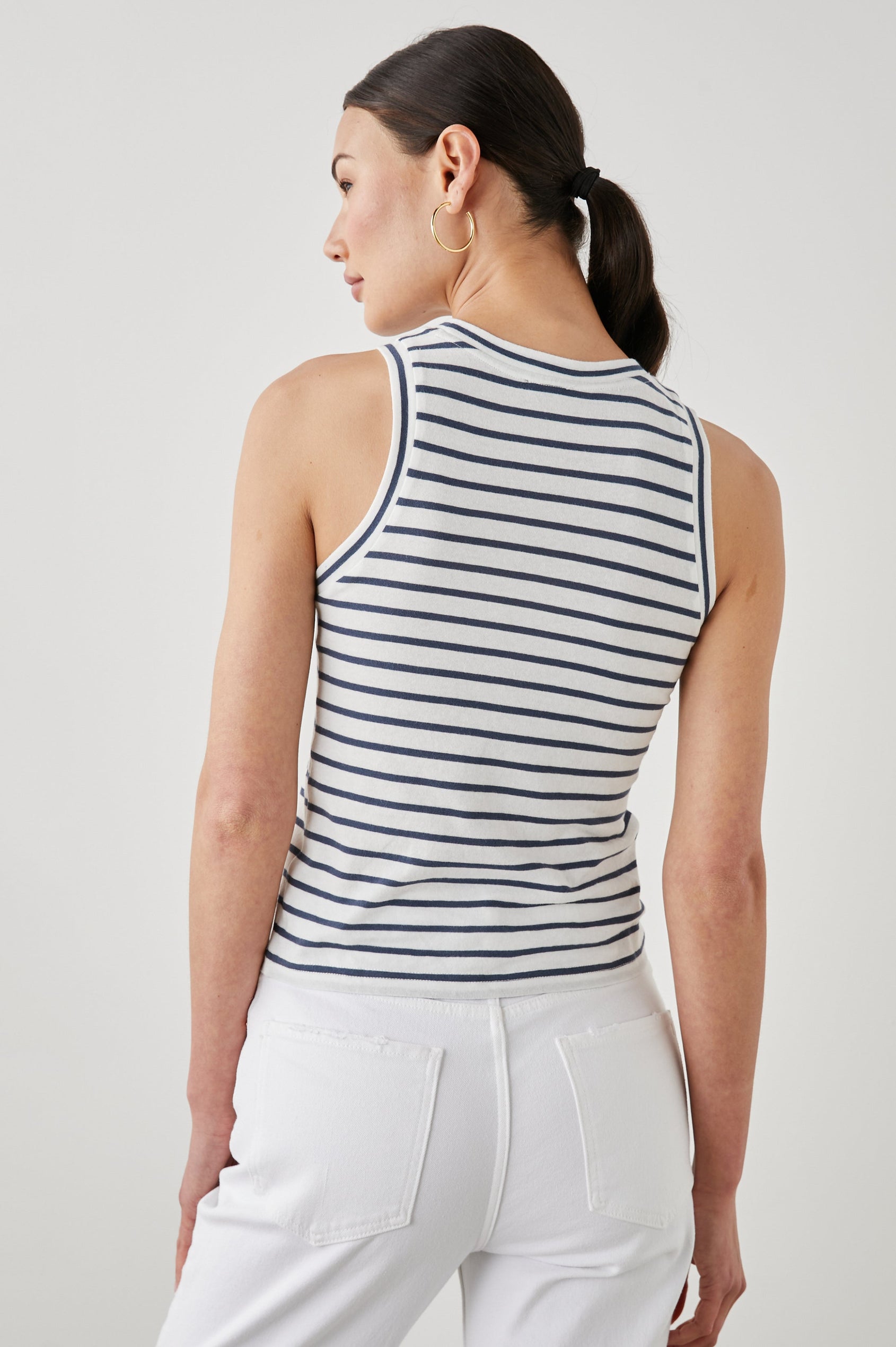 THE RACER TANK SAILOR STRIPE NAVY - BACK