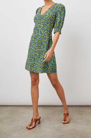 ROMA DRESS ABSTRACT GARDEN - FRONT IN MOTION