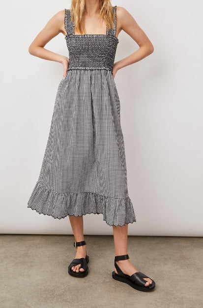 RUMI BLACK MINI GINGHAM DRESS- FULL FRONT BODY