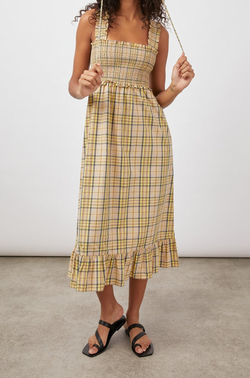 RUMI SUNFLOWER PLAID DRESS- FRONT