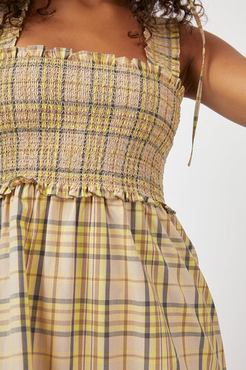 RUMI SUNFLOWER PLAID DRESS- DETAIL