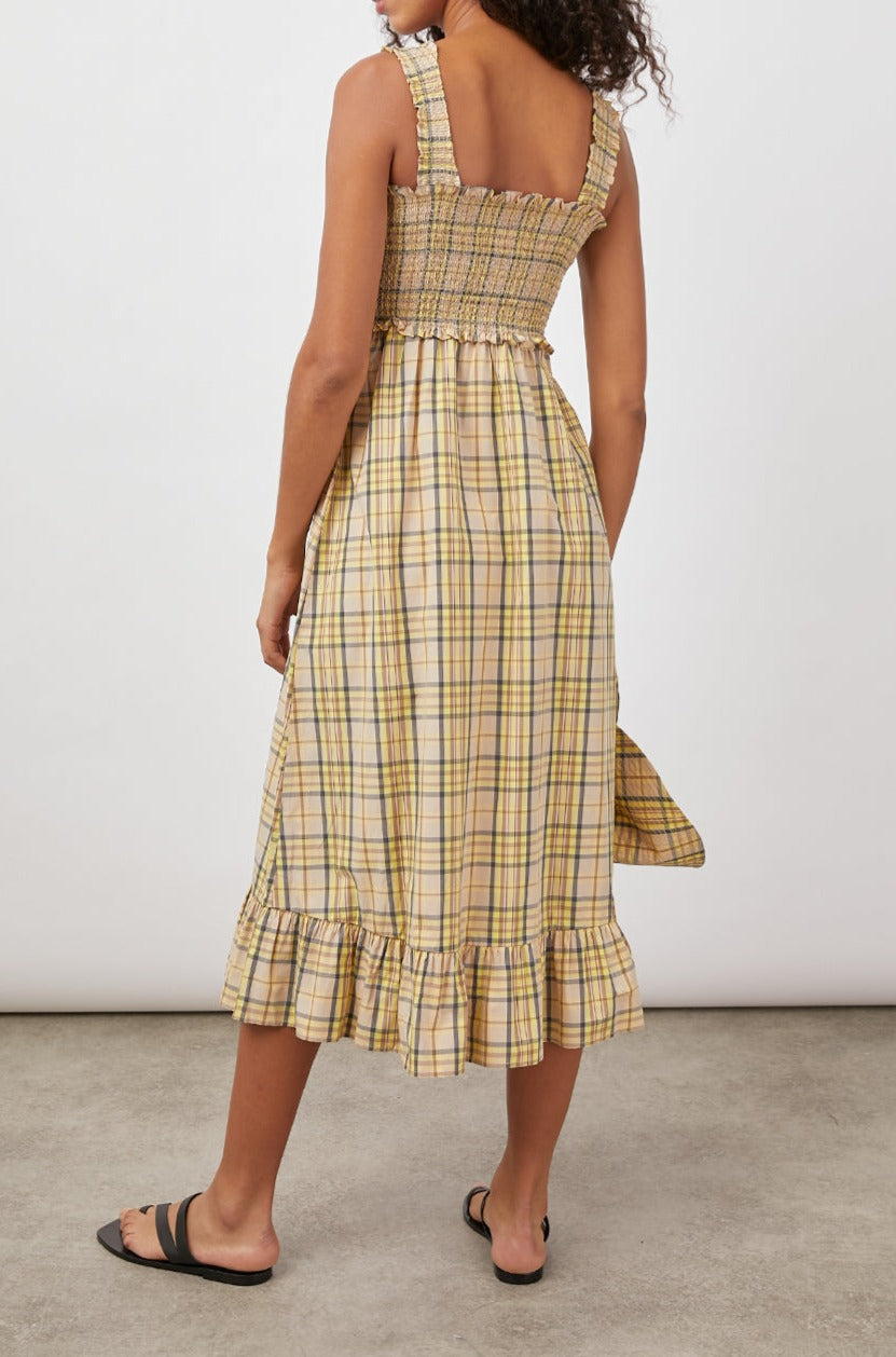 RUMI SUNFLOWER PLAID DRESS-BACK
