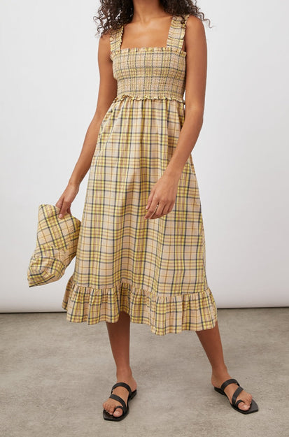 RUMI SUNFLOWER PLAID DRESS- FRONT