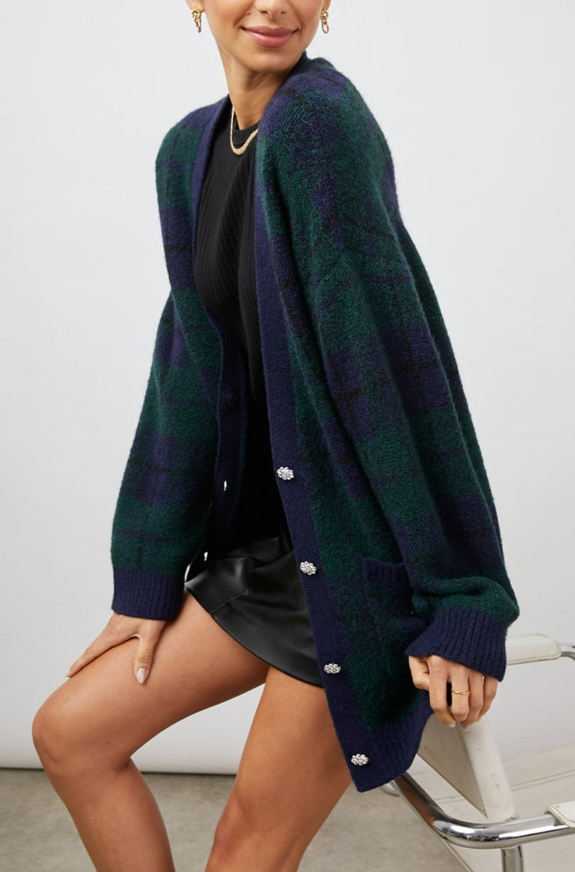RUNI NAVY TARTAN CARDIGAN- EDITORIAL (2)