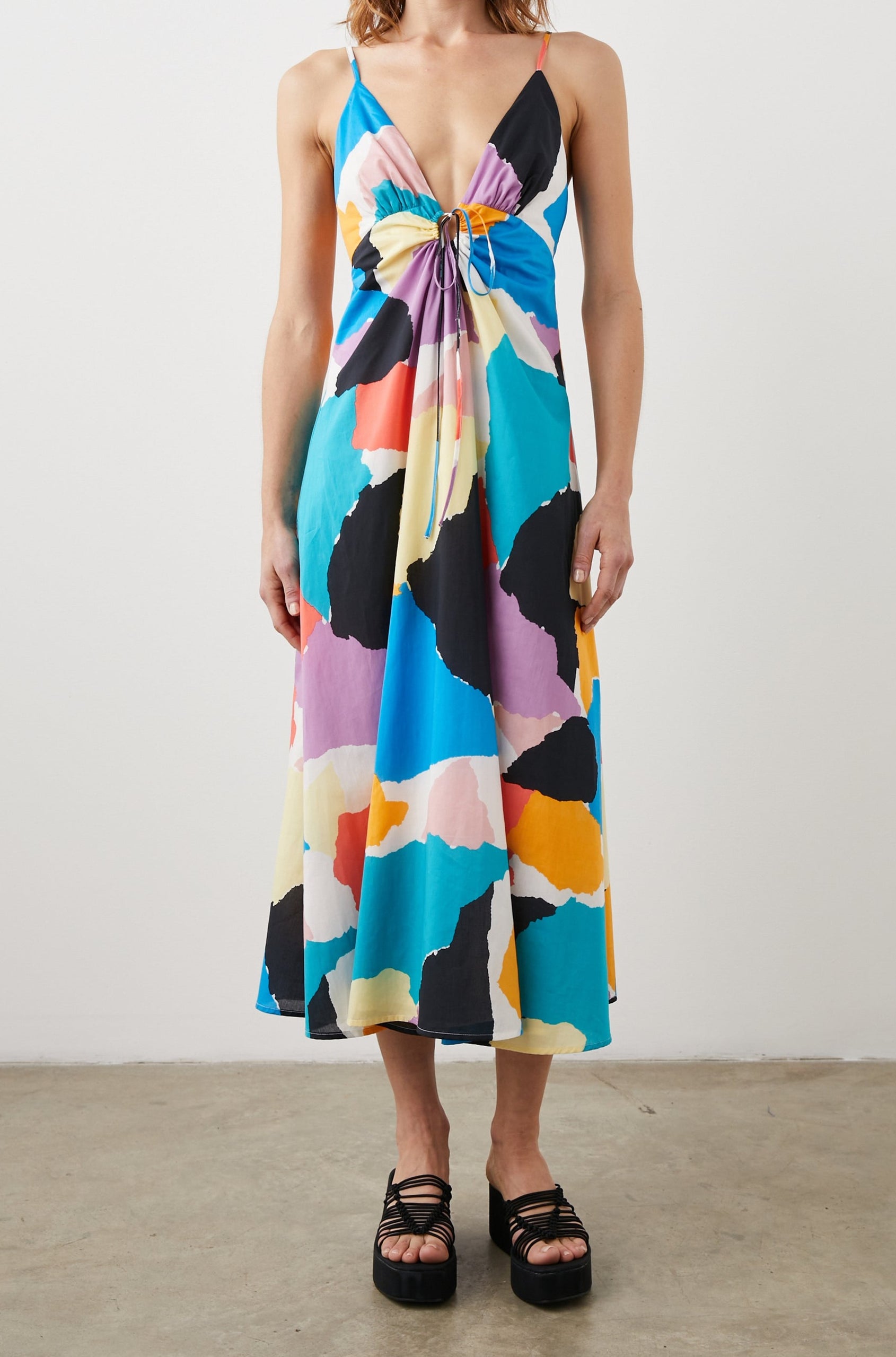SABINA DRESS SUMMER COLOR BLOCK - FRONT FULL BODY