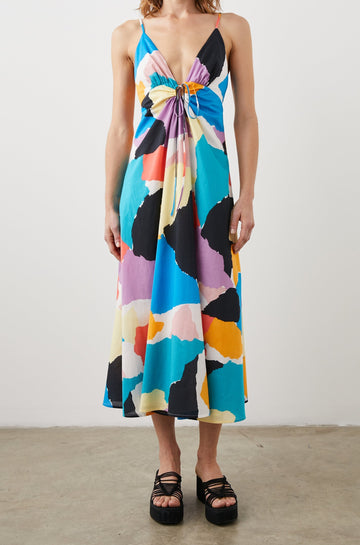 SABINA DRESS SUMMER COLOR BLOCK - FRONT FULL BODY