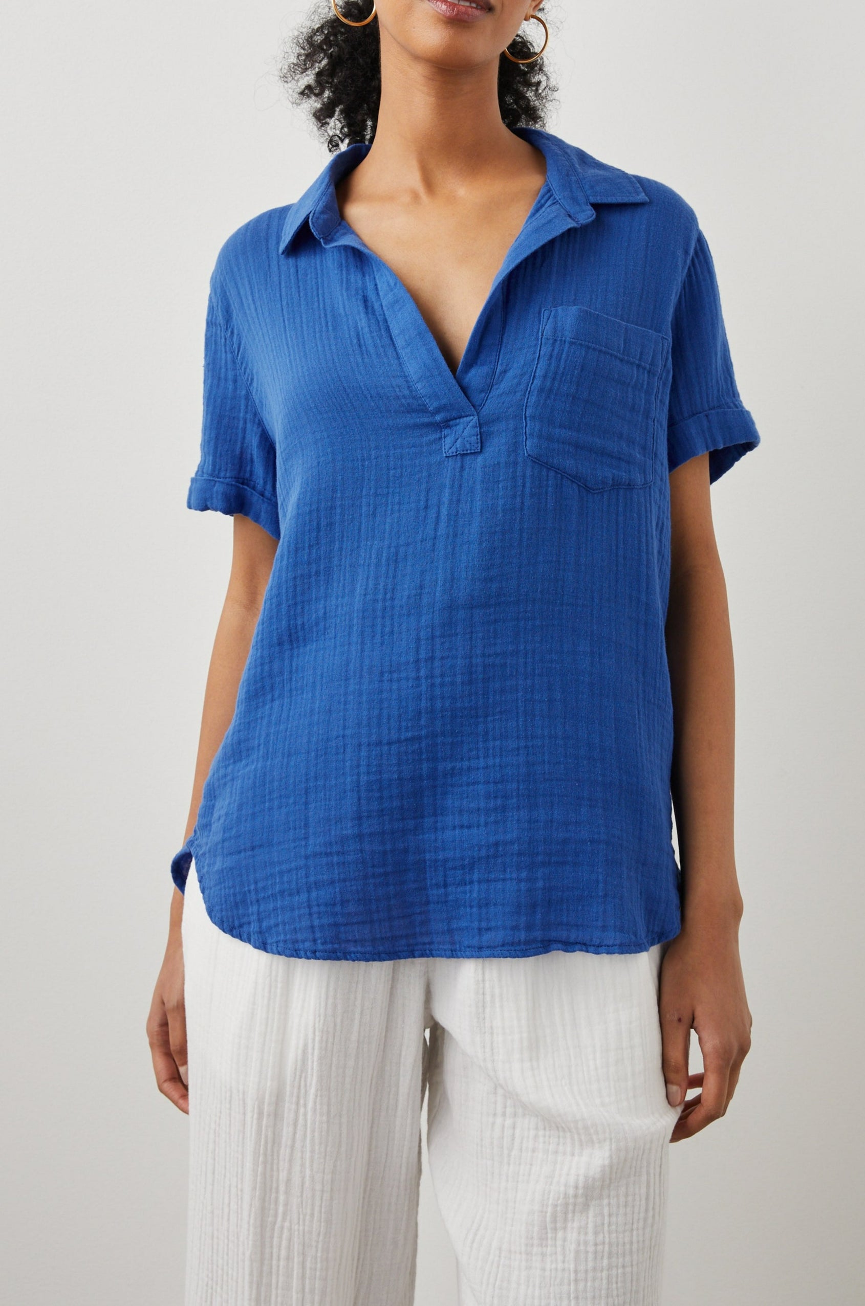 SAVANNAH SHIRT COBALT - FRONT 