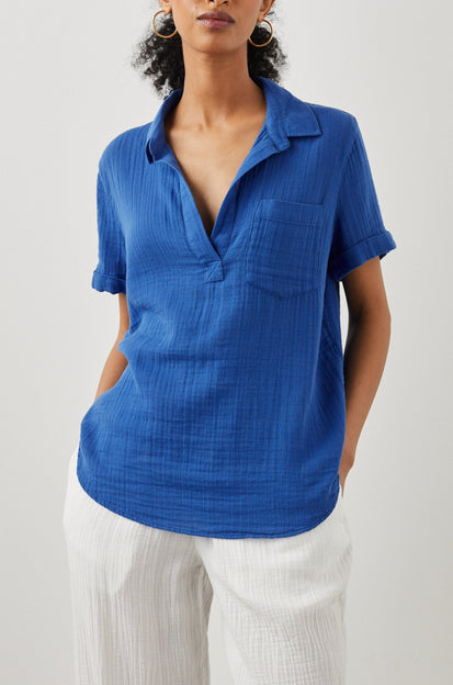 SAVANNAH SHIRT COBALT - FRONT 