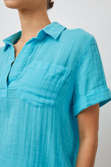 SAVANNAH AQUA BLOUSE- DETAIL