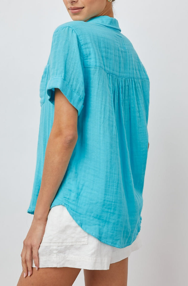 SAVANNAH AQUA BLOUSE-BACK ANGLE