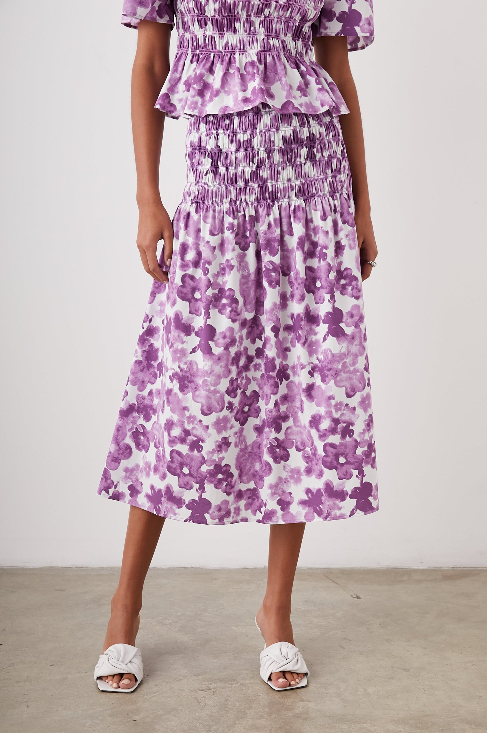 SELENA SKIRT - IRIS WATERCOLOR FLORAL - FRONT
