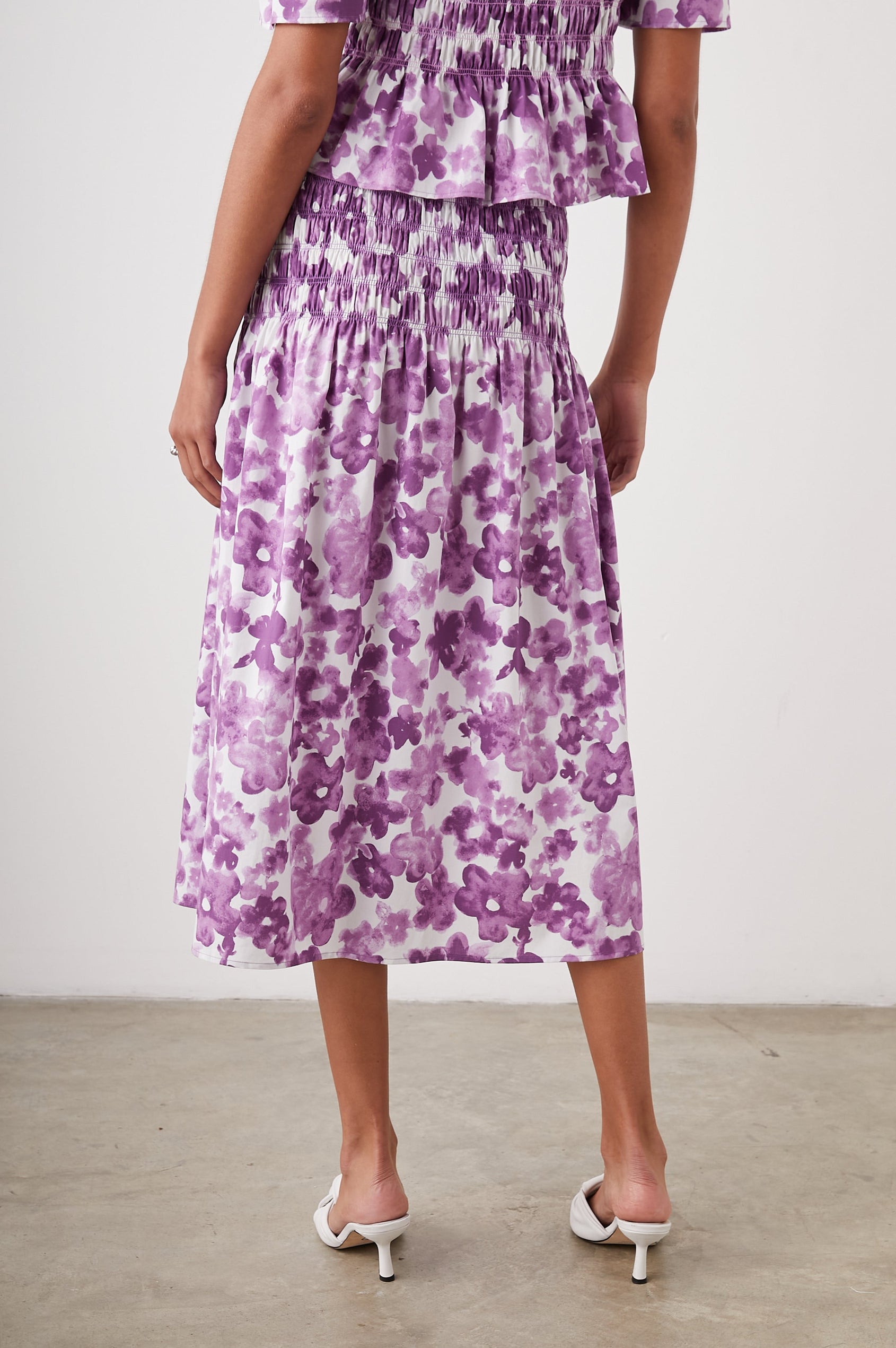 SELENA SKIRT - IRIS WATERCOLOR FLORAL - BACK