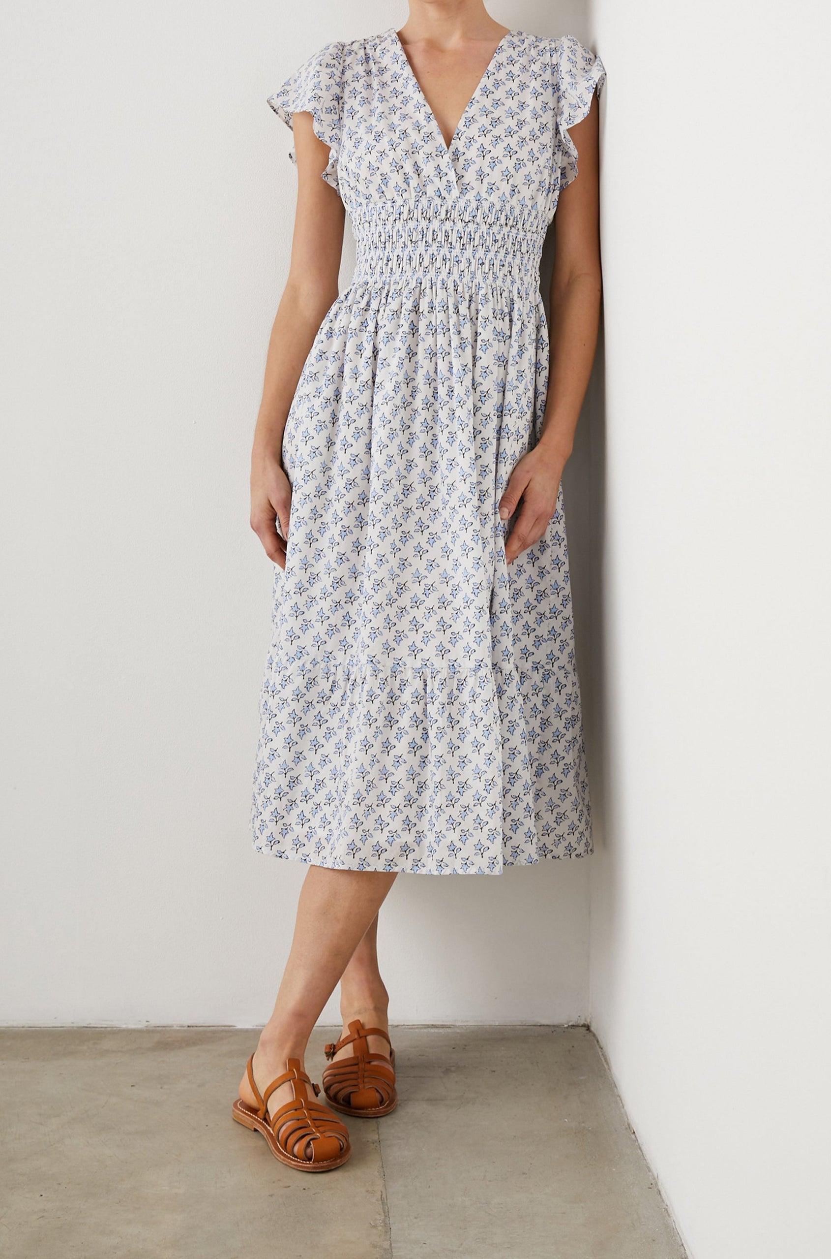 SEONA DRESS WHITE BLUE IVY - FRONT BODY