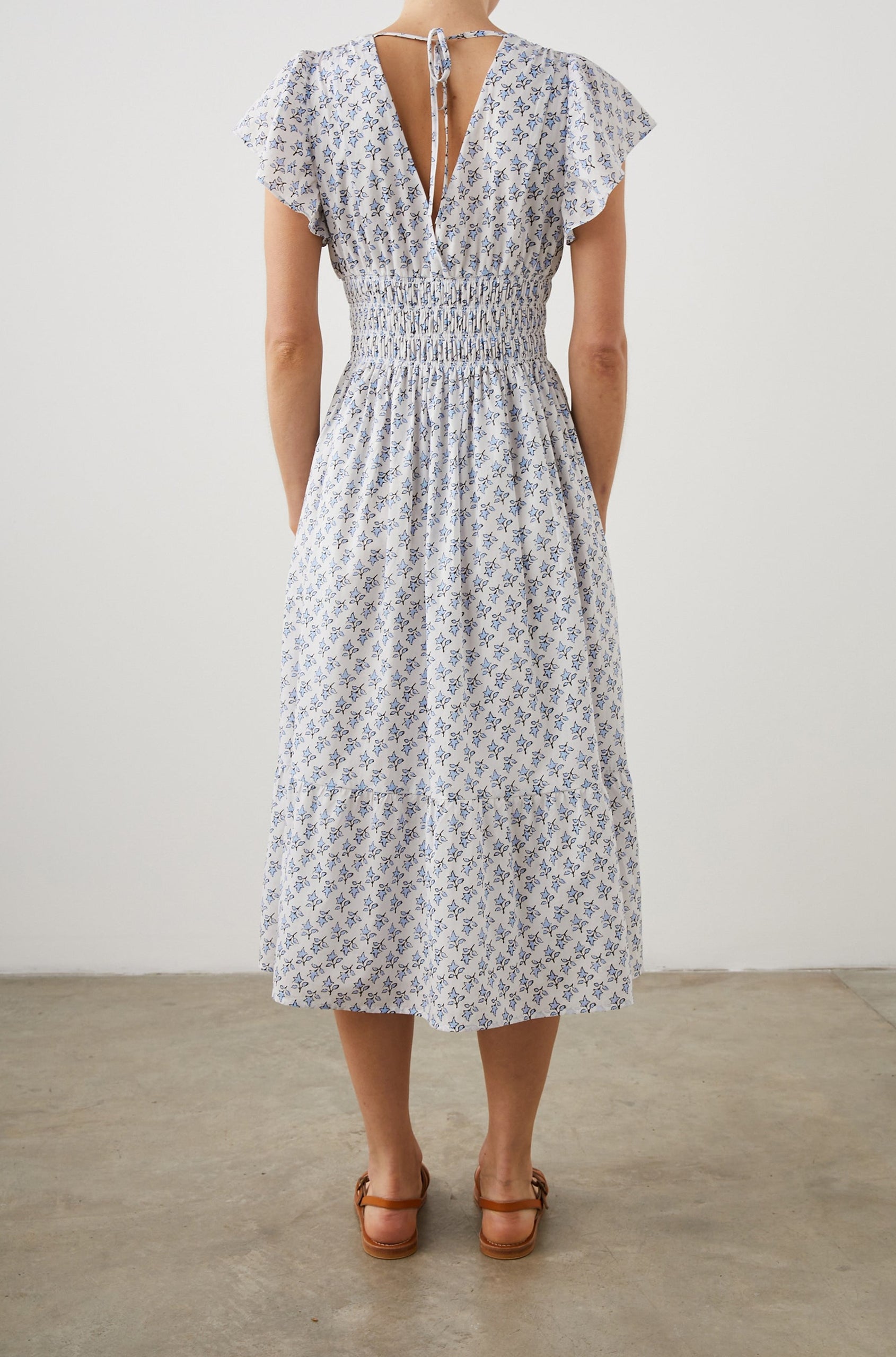 SEONA DRESS WHITE BLUE IVY - BACK