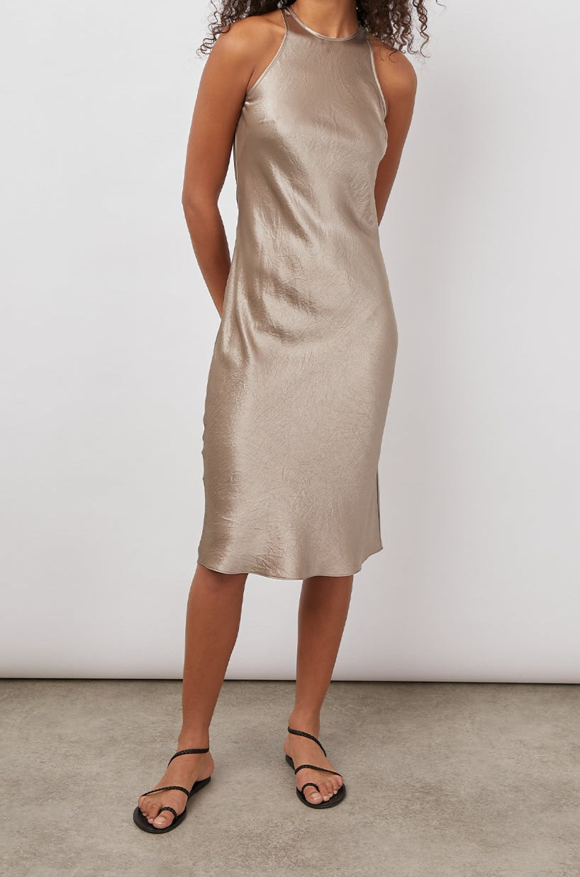 SOLENE LATTE DRESS-FRONT