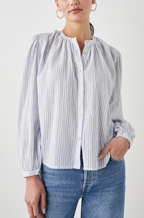 SONNET TOP CINO STRIPE - FRONT UNTUCKED