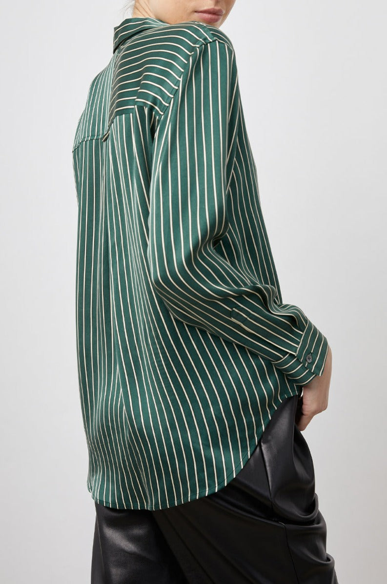 SPENCER FOREST STRIPE TOP- SIDE ANGLE