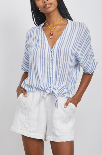 THEA BLUE CATALINA STRIPE TOP - FRONT