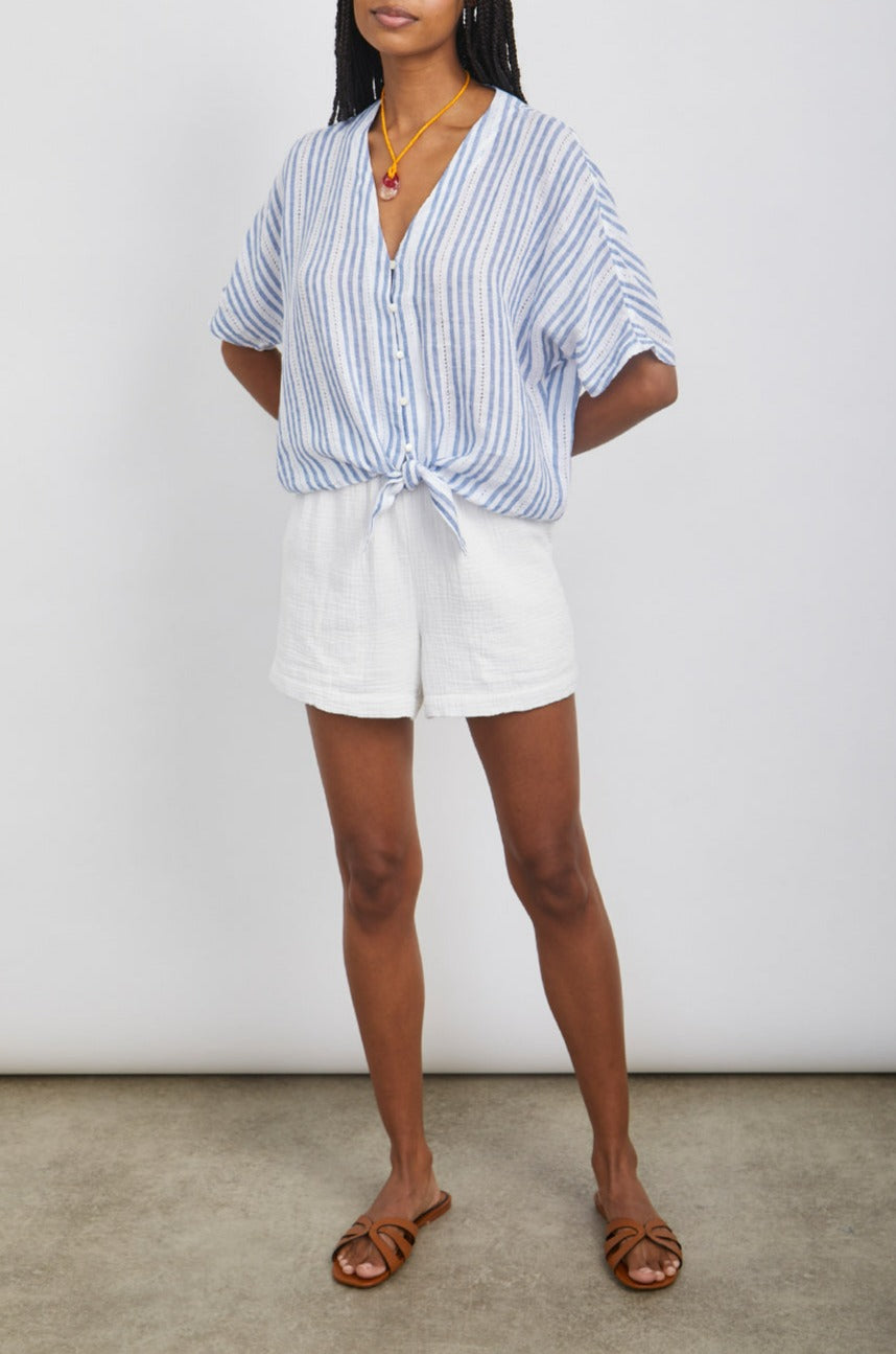 THEA BLUE CATALINA STRIPE TOP -FULL FRONT BODY