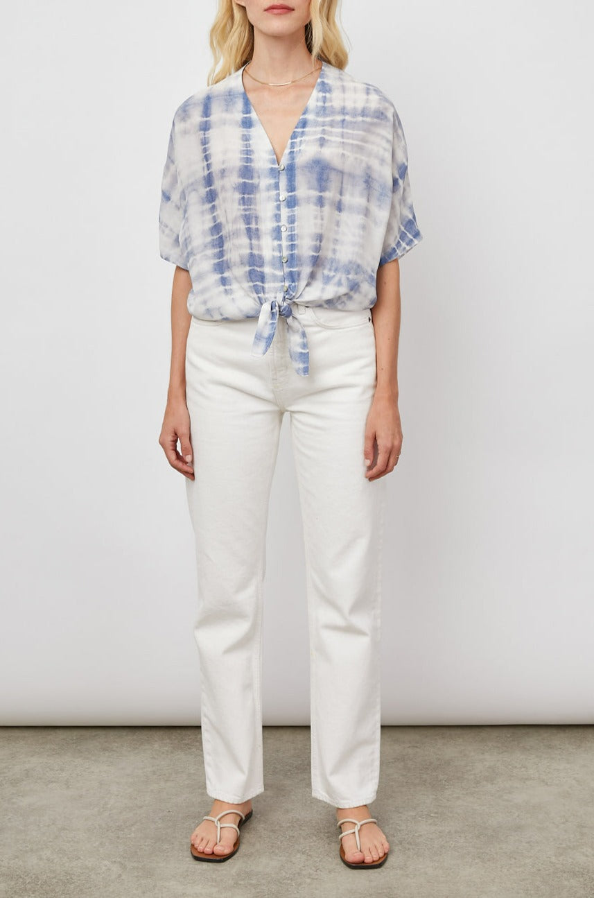 THEA COAST TIE FRONT BLOUSE- FRONT FULL BODY