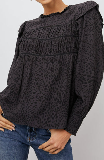 KADI SPOTTED SLATE TOP- FRONT UNTUCKED