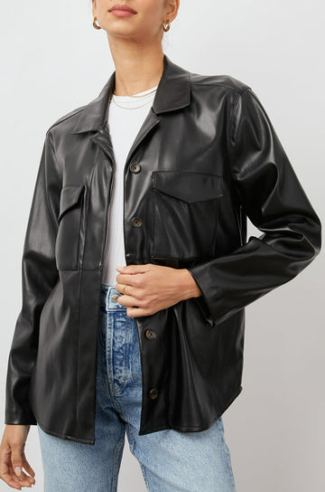 XANDER BLACK SHACKET-FRONT UNBUTTONED