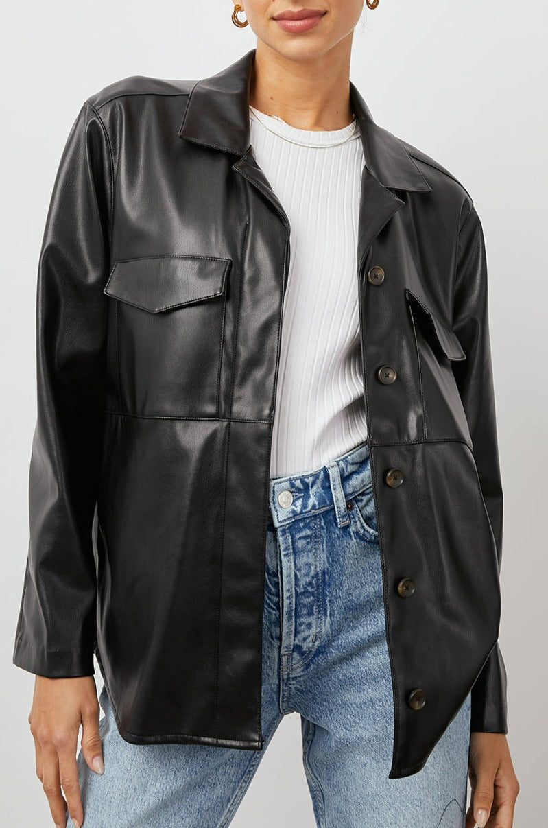 XANDER BLACK SHACKET-FRONT FACING UNBUTTONED