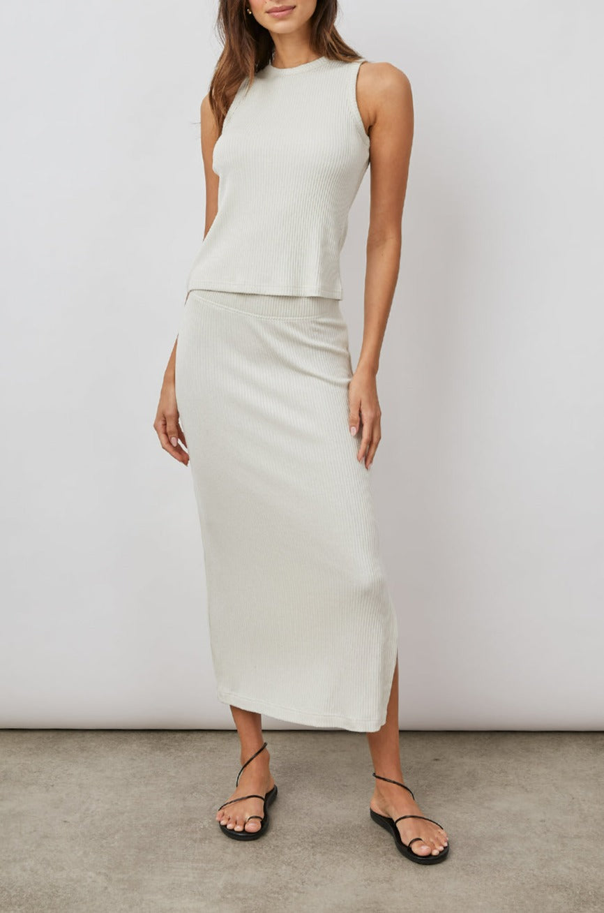 The Racer Tank Ivory Tank Top - FRONT FULL BODY