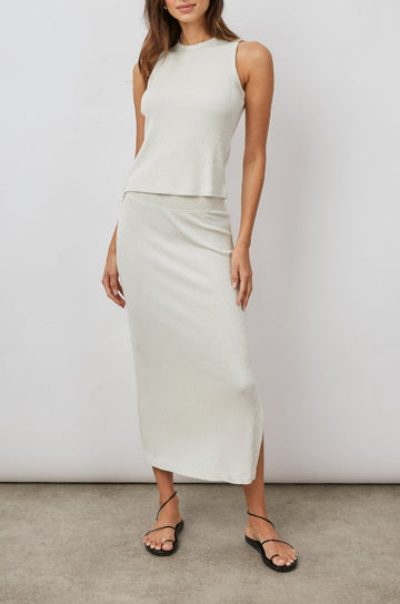 The Racer Tank Ivory Tank Top - FRONT FULL BODY