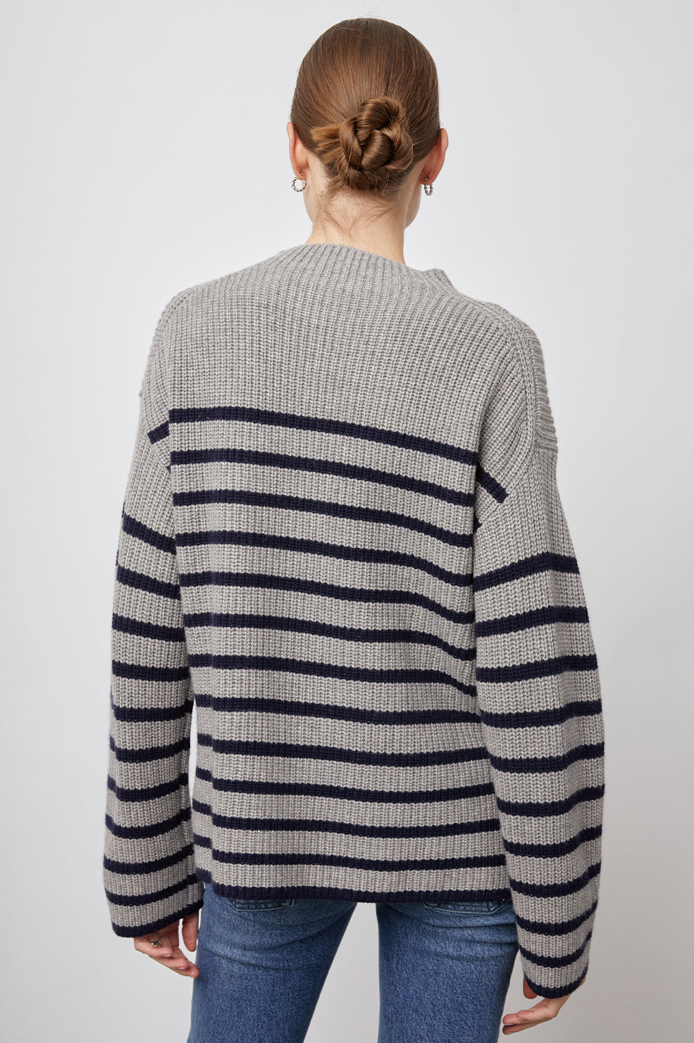 CLAUDIA HEATHER NAVY STRIPE SWEATER-BACK